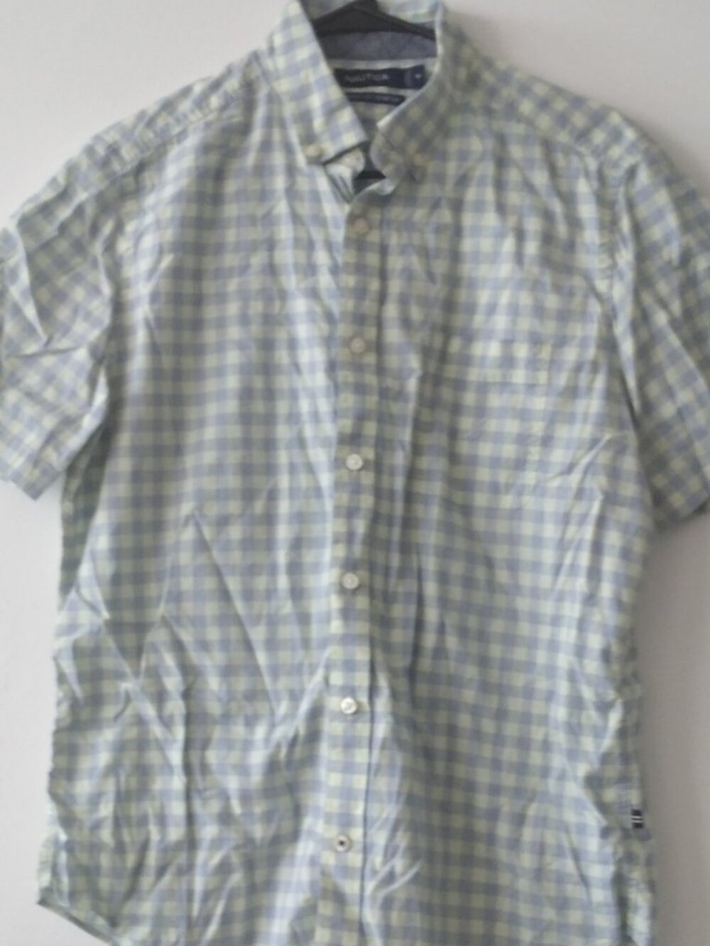 Nautica Men's Blue and White Checkered Shirt